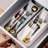 Kitchen Drawer Utensil Cutlery Tray Organizer Insert Spoon Fork Knife Divider Storage - White