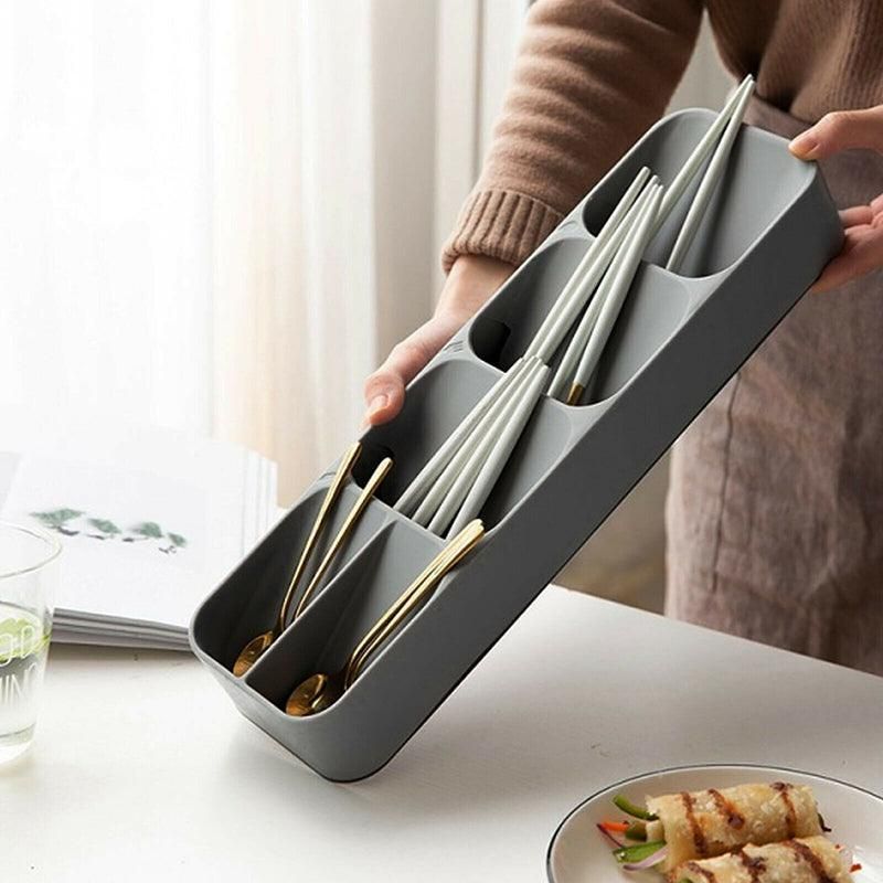 Kitchen Drawer Utensil Cutlery Tray Organizer Insert Spoon Fork Knife Divider Storage - White