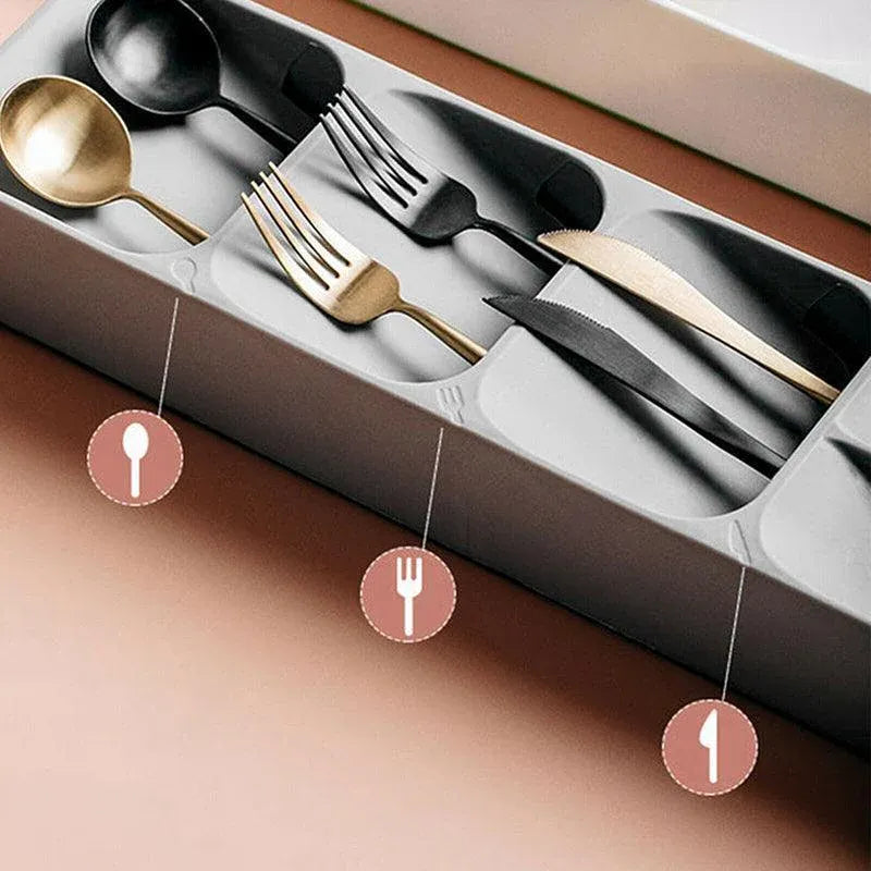 Kitchen Drawer Utensil Cutlery Tray Organizer Insert Spoon Fork Knife Divider Storage - White