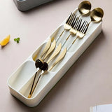 Kitchen Drawer Utensil Cutlery Tray Organizer Insert Spoon Fork Knife Divider Storage - White - Extra Image