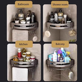 Single Tier Triangle Bathroom Shower Shelf Organizer Rack Wall Mounted Storage - Rear View