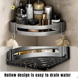 Single Tier Triangle Bathroom Shower Shelf Organizer Rack Wall Mounted Storage - Close-Up Angle
