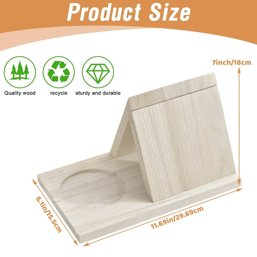 Wooden Small Book Shelf with Drink Glass Pen Holder Triangle Bookmark Book Rest