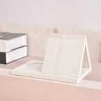 Wooden Small Book Shelf with Drink Glass Pen Holder Triangle Bookmark Book Rest