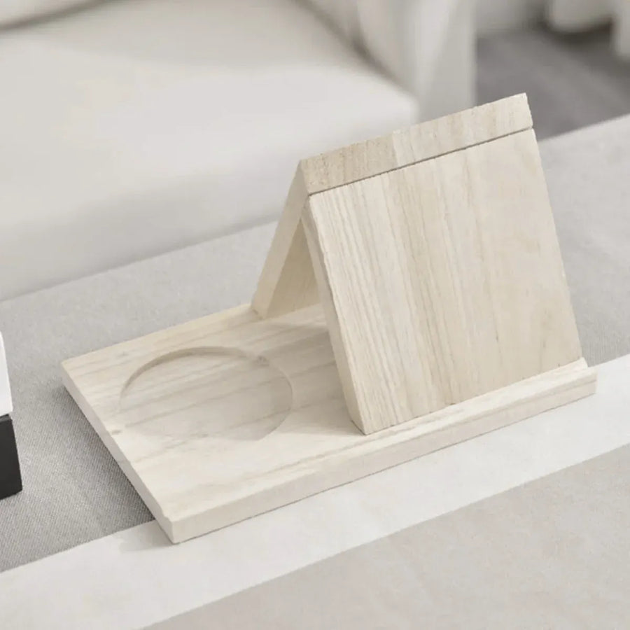 Wooden Small Book Shelf with Drink Glass Pen Holder Triangle Bookmark Book Rest
