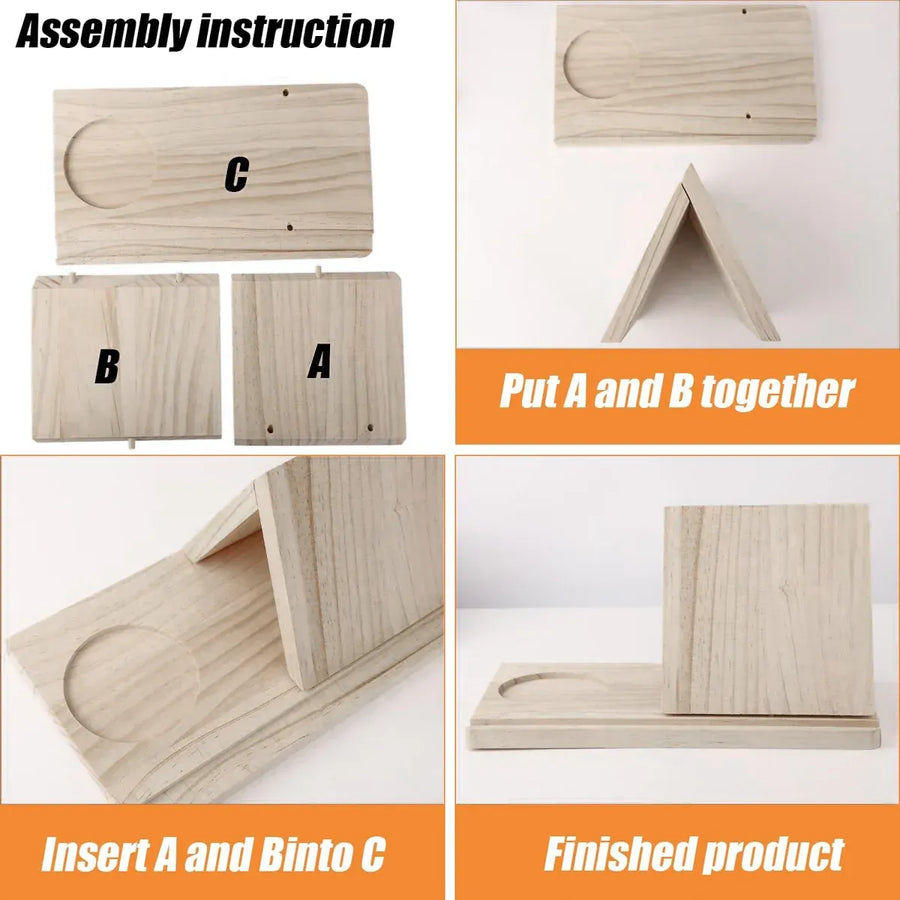 Wooden Small Book Shelf with Drink Glass Pen Holder Triangle Bookmark Book Rest
