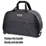 Wheeled Travel Duffle Trolley Bag Carry On Rolling Luggage Suitcase Tote Durable - Black-24in