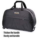 Wheeled Travel Duffle Trolley Bag Carry On Rolling Luggage Suitcase Tote Durable - Black-24in - 45-Degree Angle