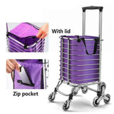 Folding Vegetable Basket Trolley Small Trailer Grocery Shopping Pulling Cart - Low Angle