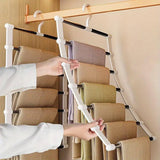 2pcs Multifunctional Folding Trouser Rack Multi Layer Storage Hanging Clothes - Close-Up Angle