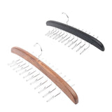 Tie Belt Scarf 24 Hooks Hanger Rack Clip Organiser Holder Storage Wood - Black - Side View