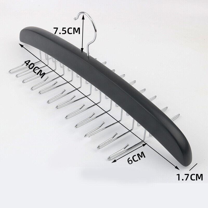 Tie Belt Scarf 24 Hooks Hanger Rack Clip Organiser Holder Storage Wood - Pine