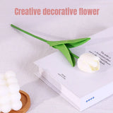 20PCS Real Touch Artificial Tulip Bouquet Fake Flowers for Home Wedding Decor - White - Low Angle
