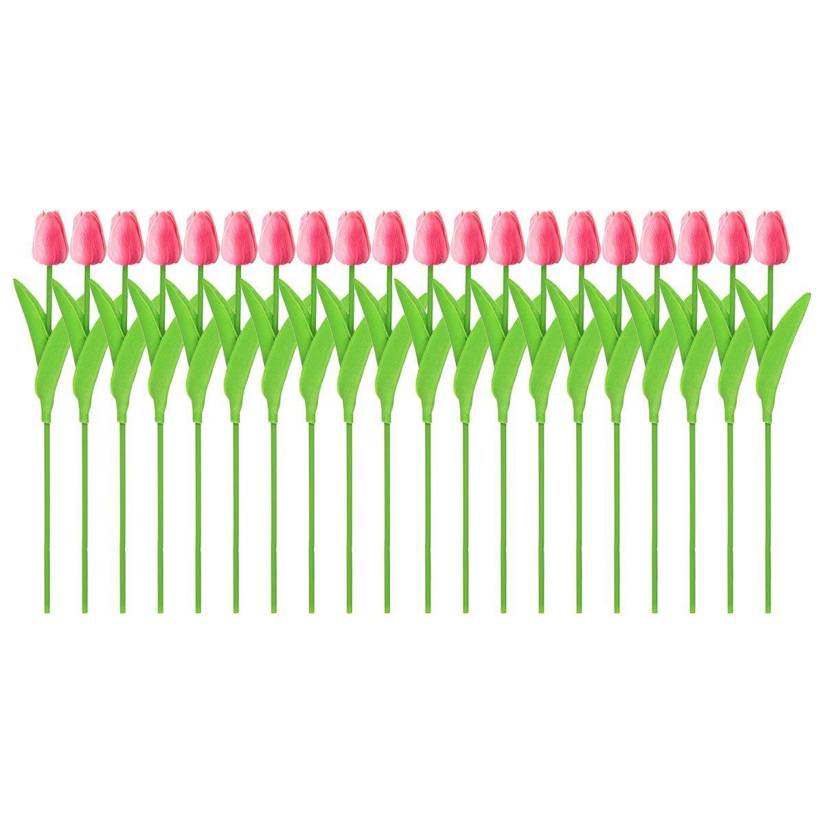 20PCS Real Touch Artificial Tulip Bouquet Fake Flowers for Home Wedding Decor - White