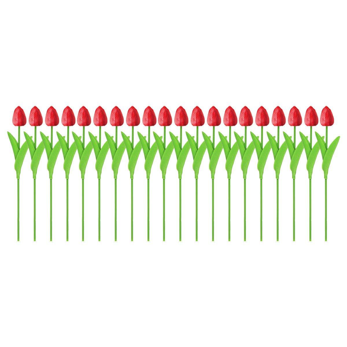 20PCS Real Touch Artificial Tulip Bouquet Fake Flowers for Home Wedding Decor - White