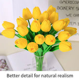 20PCS Real Touch Artificial Tulip Bouquet Fake Flowers for Home Wedding Decor - Yellow - 45-Degree Angle