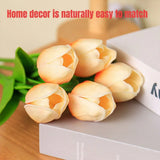 20PCS Real Touch Artificial Tulip Bouquet Fake Flowers for Home Wedding Decor - Yellow - Close-Up Angle