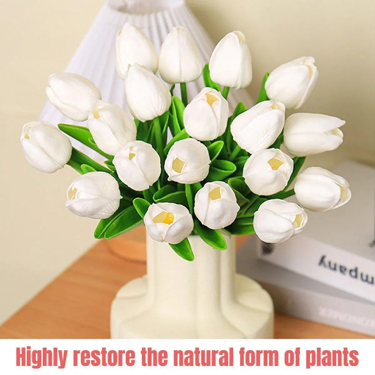 20PCS Real Touch Artificial Tulip Bouquet Fake Flowers for Home Wedding Decor - Yellow