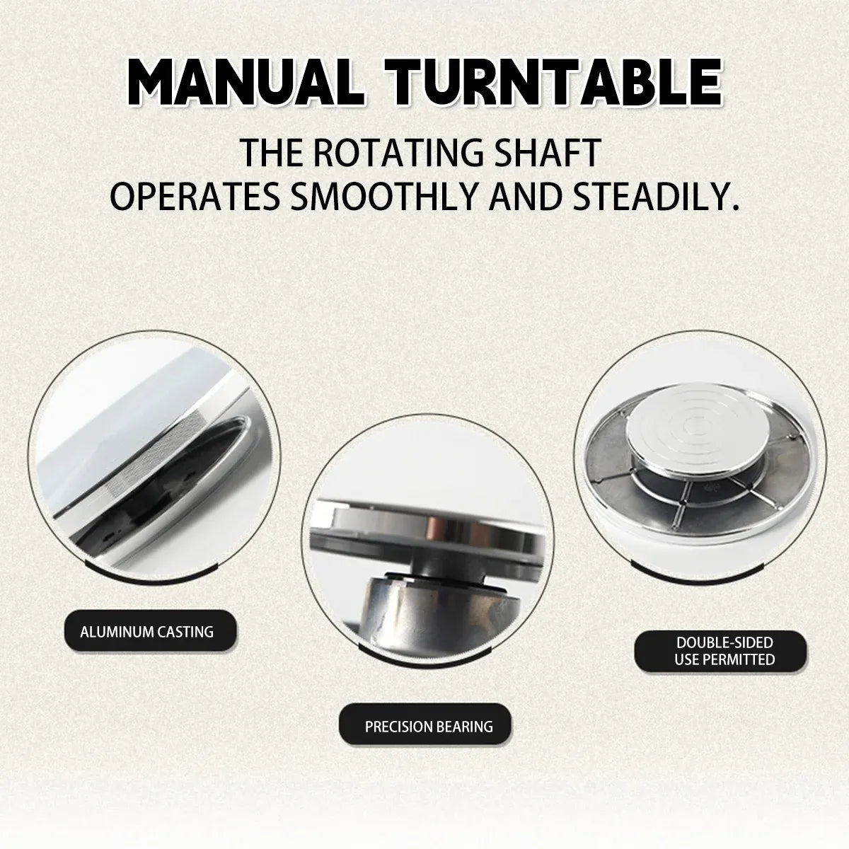 Ceramic Manual Turntable Aluminium Alloy Revolving Stand Double-Sided