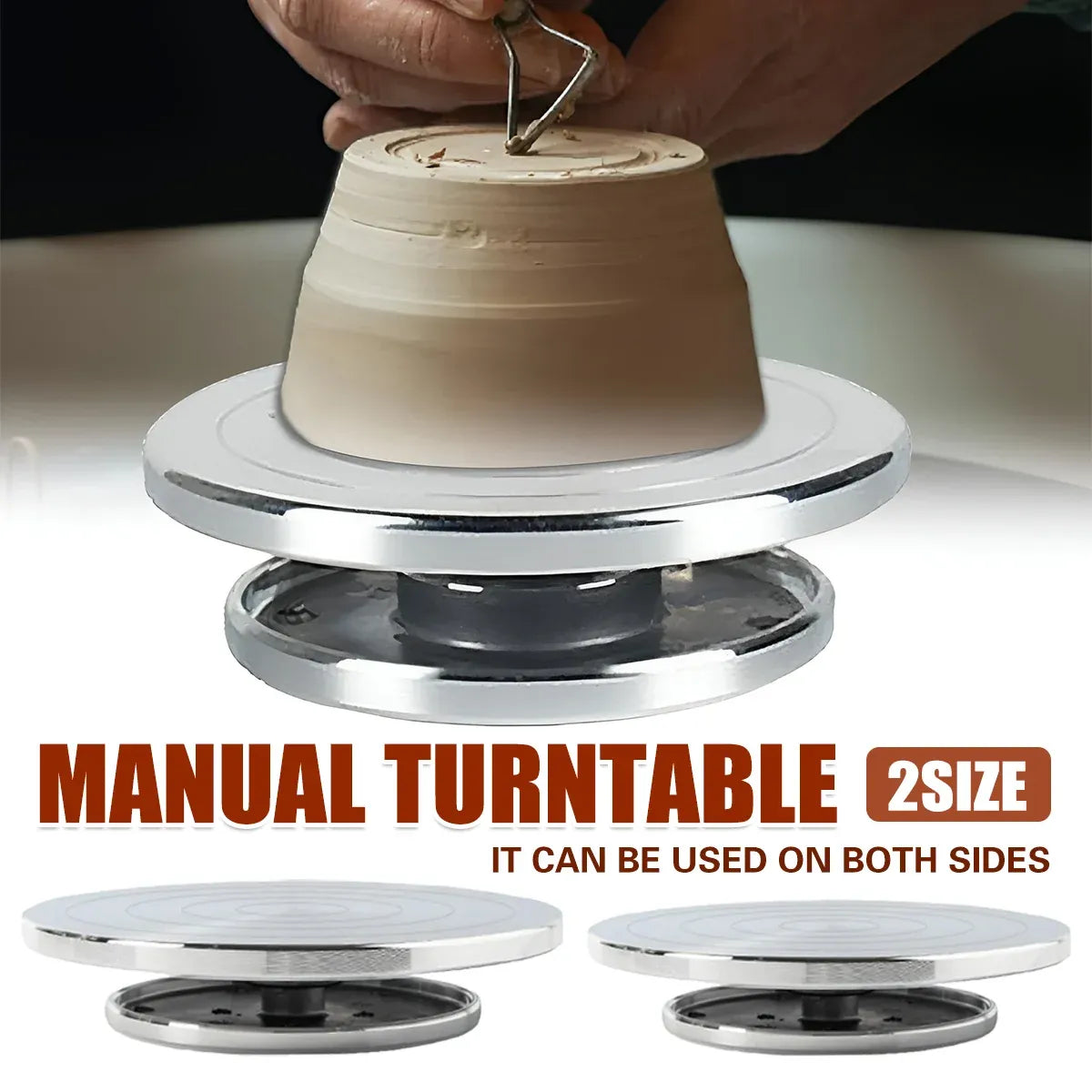 Ceramic Manual Turntable Aluminium Alloy Revolving Stand Double-Sided
