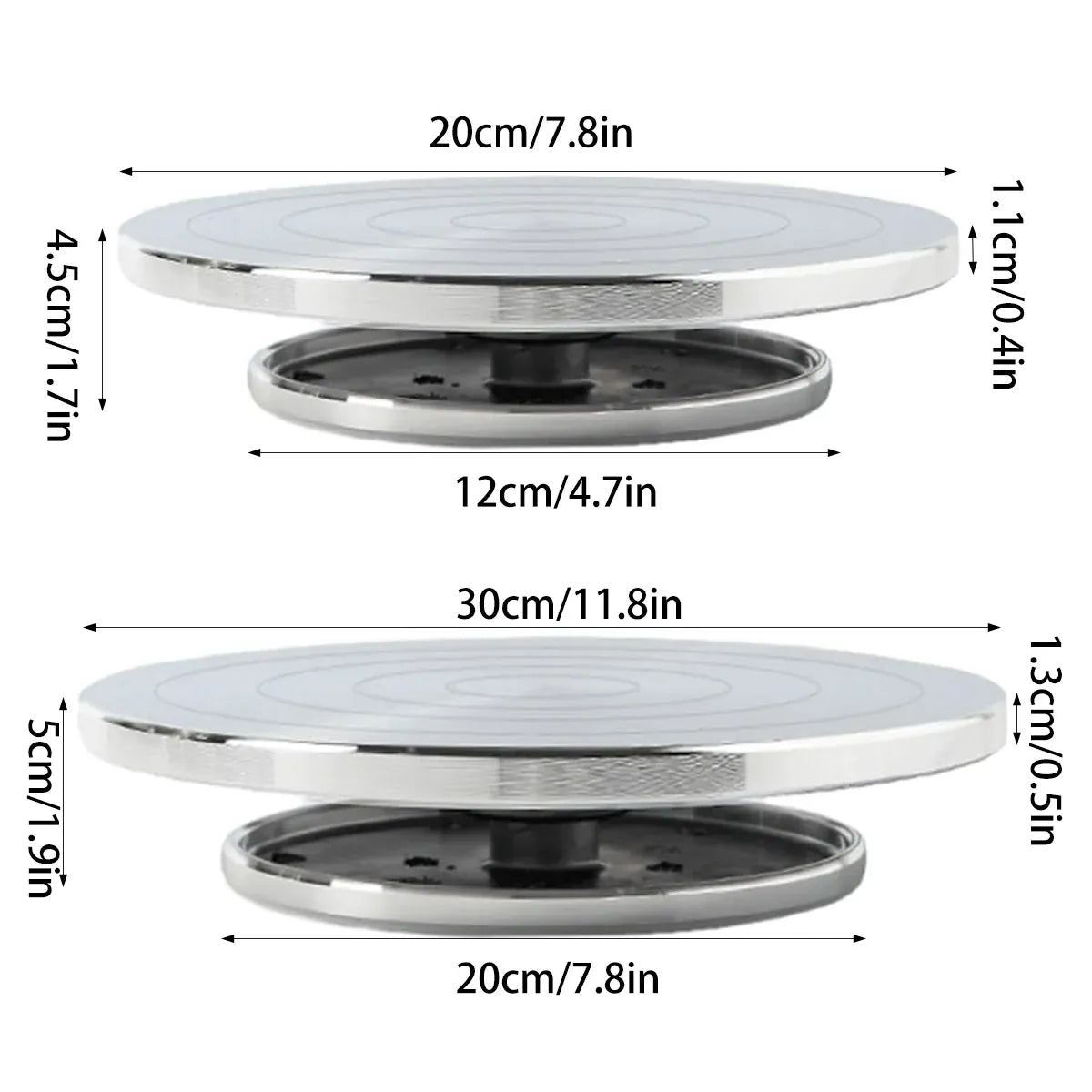 Ceramic Manual Turntable Aluminium Alloy Revolving Stand Double-Sided