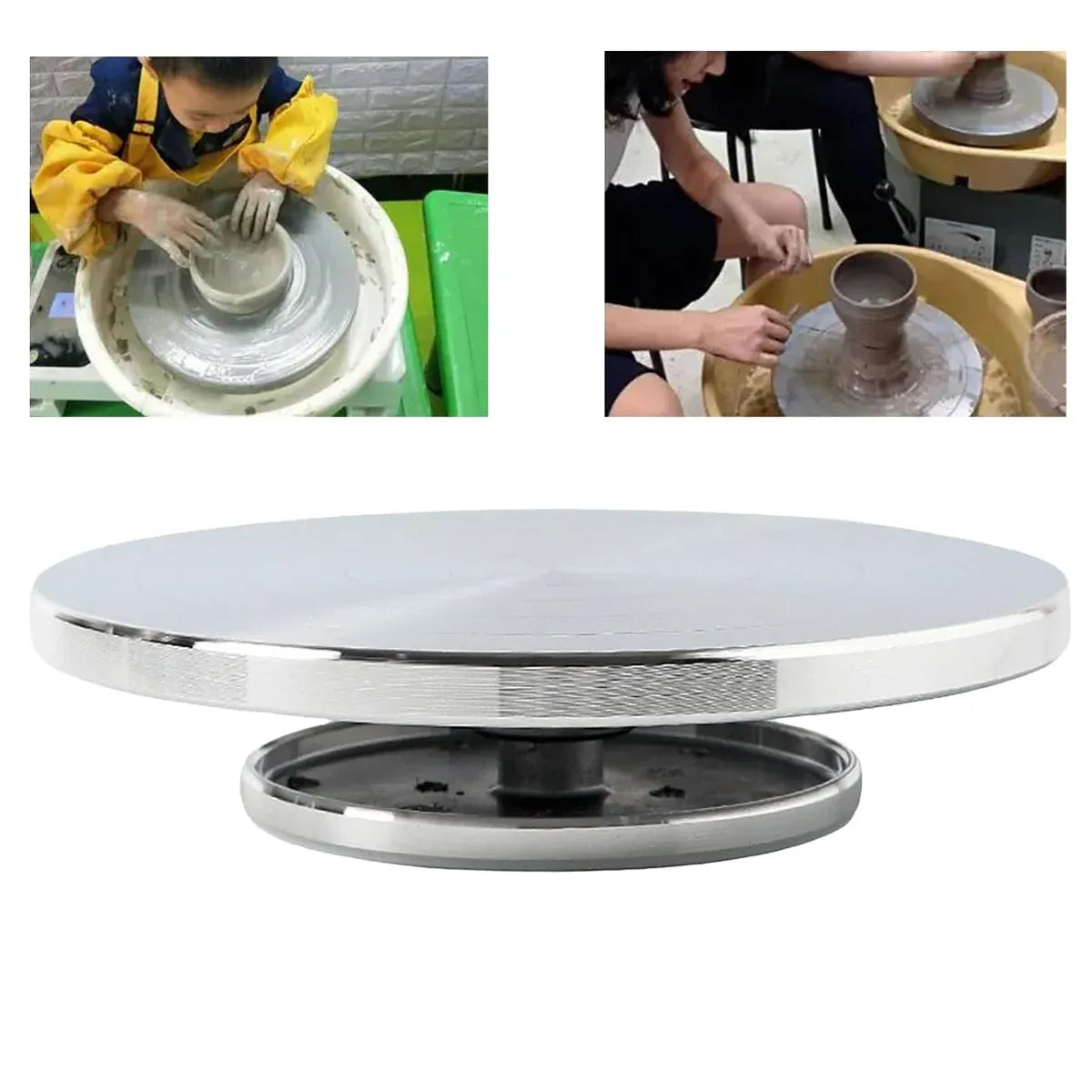 Ceramic Manual Turntable Aluminium Alloy Revolving Stand Double-Sided