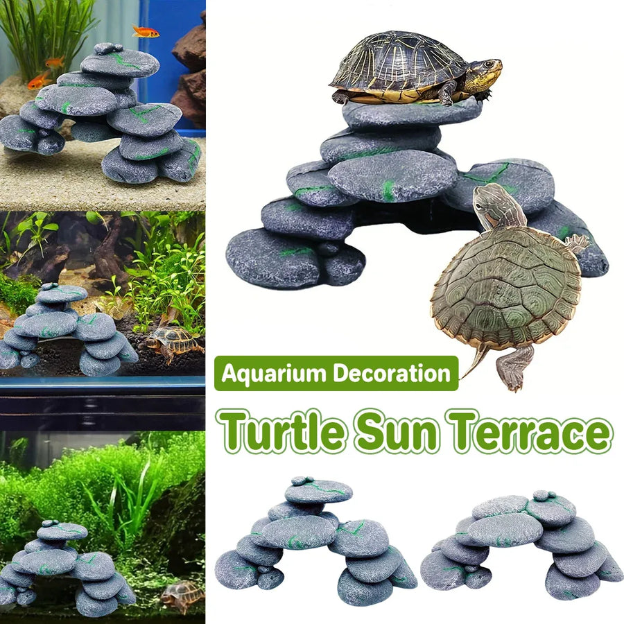 Turtle Climbing Platform Staircase Balcony Ramp for Aquarium Fish Tank Habitat - A