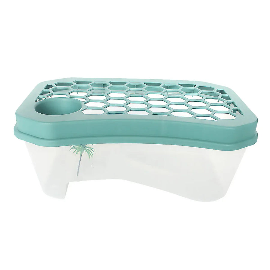 Open Turtle Tank Sun Basking Platform Plastic Reptile Habitat Aquarium Large - Blue