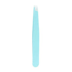 Stainless Steel Hair Eyebrow Tweezers Plucker Puller Beauty Slanted Nail Tip - Light Blue