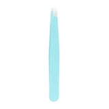 Stainless Steel Hair Eyebrow Tweezers Plucker Puller Beauty Slanted Nail Tip - Light Blue
