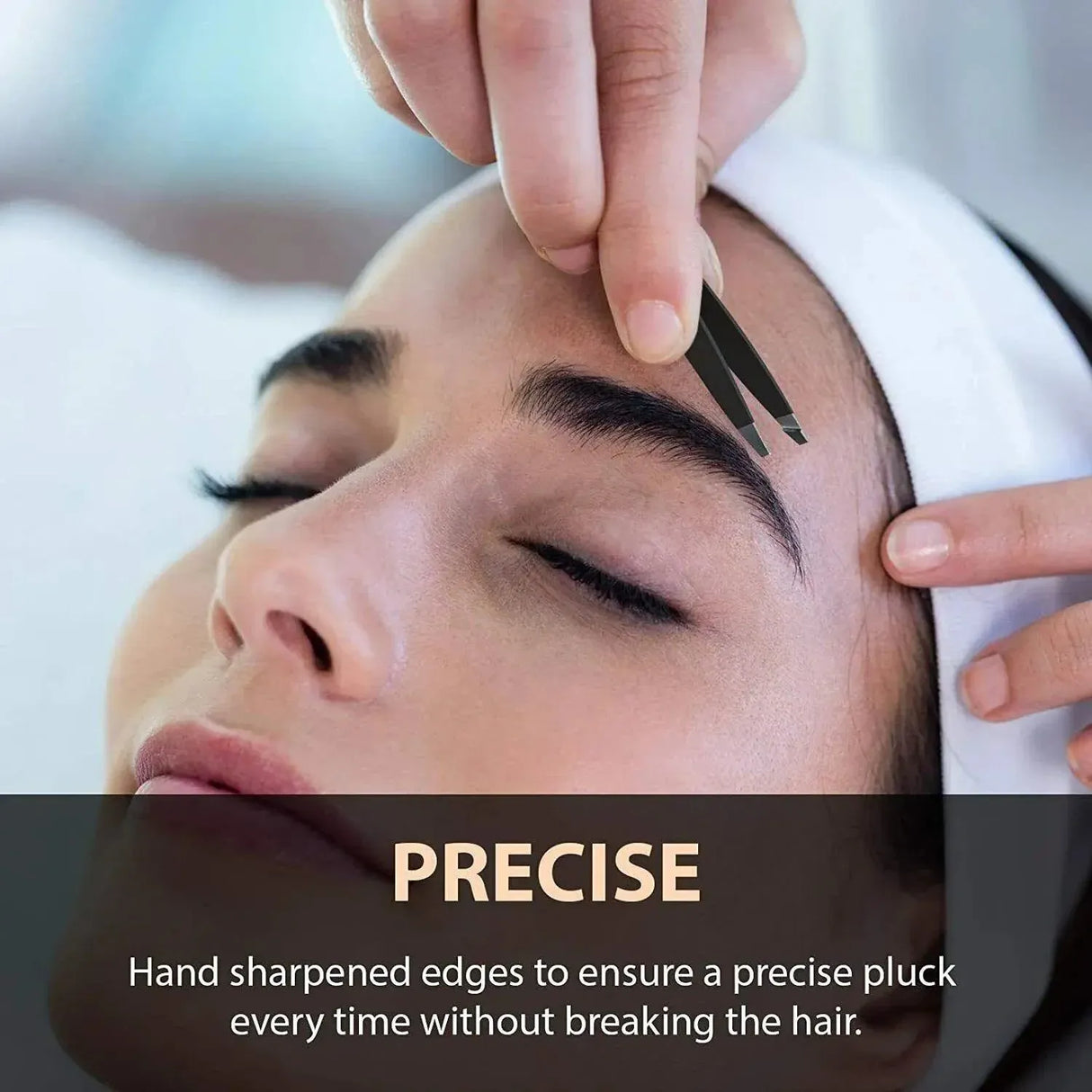 Stainless Steel Hair Eyebrow Tweezers Plucker Puller Beauty Slanted Nail Tip - Light Blue