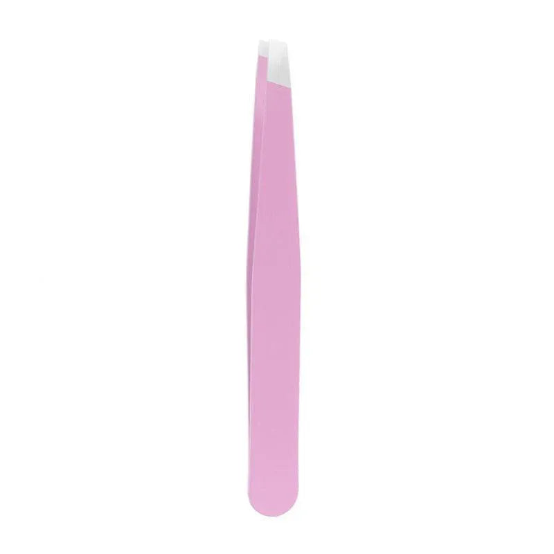 Stainless Steel Hair Eyebrow Tweezers Plucker Puller Beauty Slanted Nail Tip - Light Purple