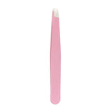 Stainless Steel Hair Eyebrow Tweezers Plucker Puller Beauty Slanted Nail Tip - Pink