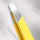 Stainless Steel Hair Eyebrow Tweezers Plucker Puller Beauty Slanted Nail Tip - Pink - Close-Up Angle