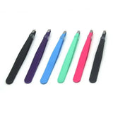 Stainless Steel Hair Eyebrow Tweezers Plucker Puller Beauty Slanted Nail Tip - Yellow - Side View