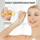 Stainless Steel Hair Eyebrow Tweezers Plucker Puller Beauty Slanted Nail Tip - Yellow - Extra Image