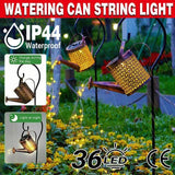 Solar Led Watering Can String Light Outdoor Garden Art Waterfall Lamp Decoration - Style A: Shower + Lamp - Front View