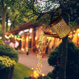 Solar Led Watering Can String Light Outdoor Garden Art Waterfall Lamp Decoration - Style A: Shower + Lamp - 45-Degree Angle