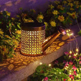 Solar Led Watering Can String Light Outdoor Garden Art Waterfall Lamp Decoration - Style A: Shower + Lamp - Extra Image