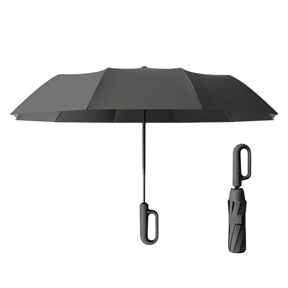 Automatic Folding UV Protection Umbrella Unisex Dual Purpose Rain Sun Umbrella - Grey