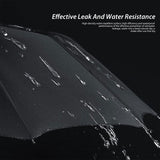 Automatic Folding Umbrella 12-Rib Large Windproof Sunshade for Men and Women - Black - 45-Degree Angle
