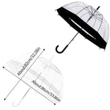 Clear Dome Umbrella Wedding Party Transparent Parasol Handle Waterproof Rain - Black - Side View