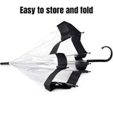 Clear Dome Umbrella Wedding Party Transparent Parasol Handle Waterproof Rain - Black - Top-Down View
