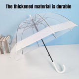 Clear Dome Umbrella Wedding Party Transparent Parasol Handle Waterproof Rain - Black - 45-Degree Angle