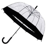 Clear Dome Umbrella Wedding Party Transparent Parasol Handle Waterproof Rain - Black - Rear View