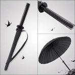 1-Piece Black 24-Rib Sword-Handle Straight Umbrella