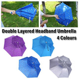 2-Layer Outdoor Foldable Sun Umbrella Hat Fishing Camping Headwear Cap Head Hat - Blue