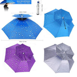 2-Layer Outdoor Foldable Sun Umbrella Hat Fishing Camping Headwear Cap Head Hat - Blue - Side View