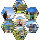 2-Layer Outdoor Foldable Sun Umbrella Hat Fishing Camping Headwear Cap Head Hat - Blue - Top-Down View