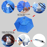 2-Layer Outdoor Foldable Sun Umbrella Hat Fishing Camping Headwear Cap Head Hat - Blue - 45-Degree Angle
